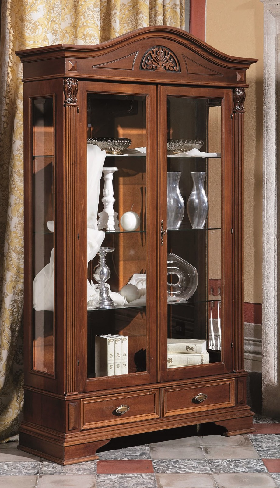NS009 Carved Wooden crockery Almirah — Designed Carved Wooden Crockery Almirahs by NS Furniture Saharanpur