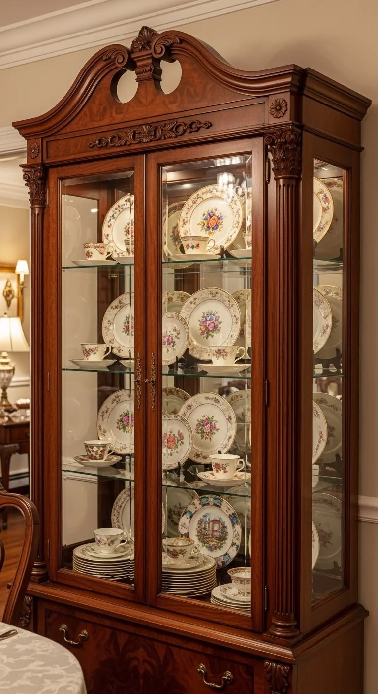NS020 Carved Wooden crockery Almirah — Designed Carved Wooden Crockery Almirahs by NS Furniture Saharanpur