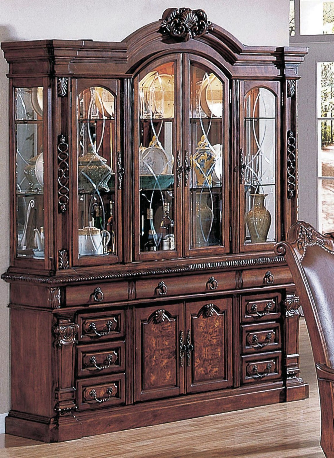 NS024 Carved Wooden crockery Almirah — Designed Carved Wooden Crockery Almirahs by NS Furniture Saharanpur