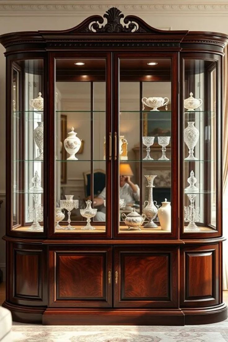 NS027 Carved Wooden crockery Almirah — Designed Carved Wooden Crockery Almirahs by NS Furniture Saharanpur